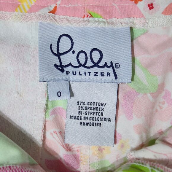 VTG Y2K Lilly Pulitzer White Label Palm Beach Liza Capri Straight Pants 0 - Picture 7 of 13